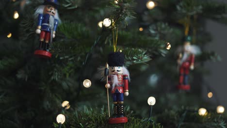 decoration toy nutcracker on christmas tree