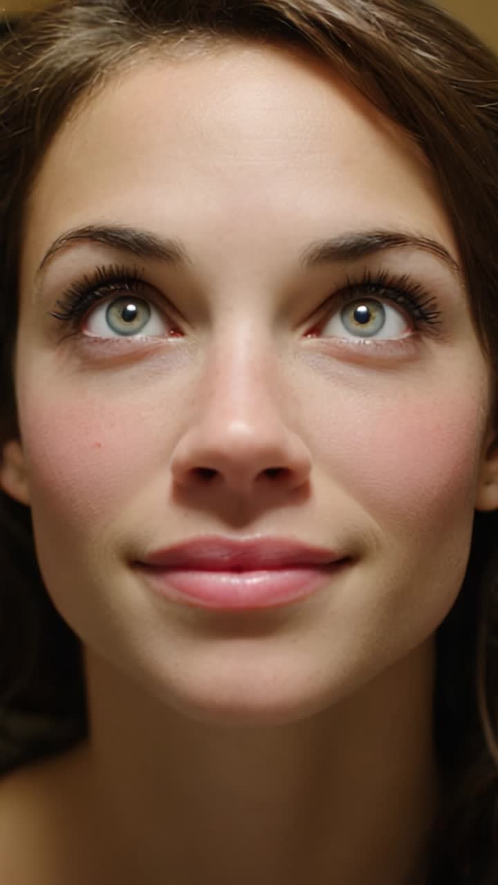 A Close-Up Portrait Capturing the Serene Expression and Unique Features of a Beautiful Individual with Striking Eyes and Natural Beauty