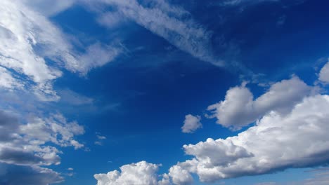 stratas of clouds float across vivid blue sky, nature background