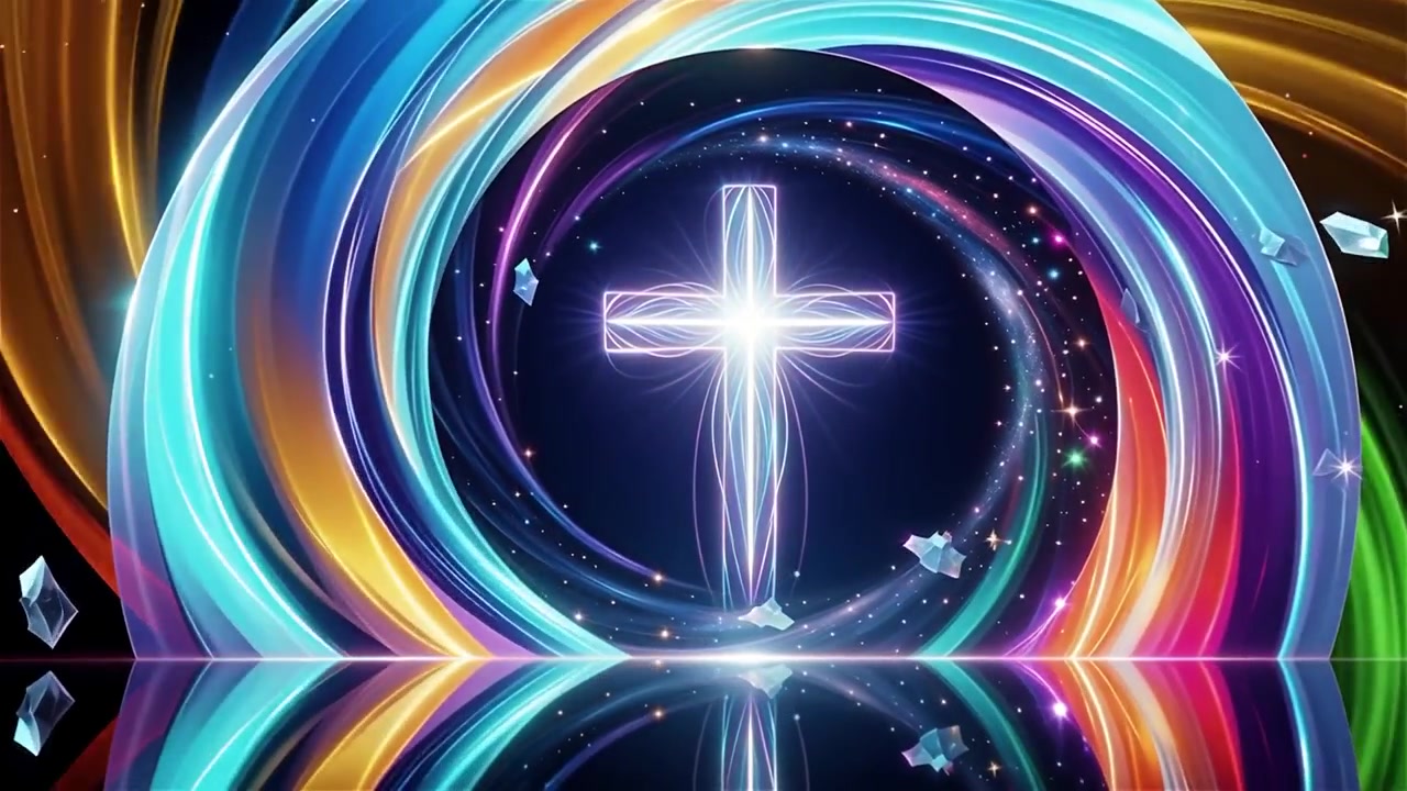 Christian Cross Heavenly Light Worship Background