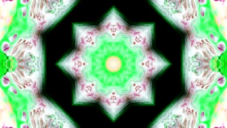 movimiento de caleidoscopio abstracto: círculos geométricos y formas de estrellas