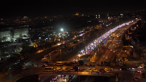 istanbul highway at night with heavy traffic