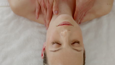 spa woman, hands and neck massage for wellness