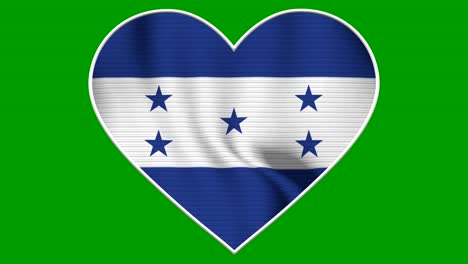 honduras heart love flag loop - realistic 4k flag waving in the wind. seamless loop with highly detailed fabric texture