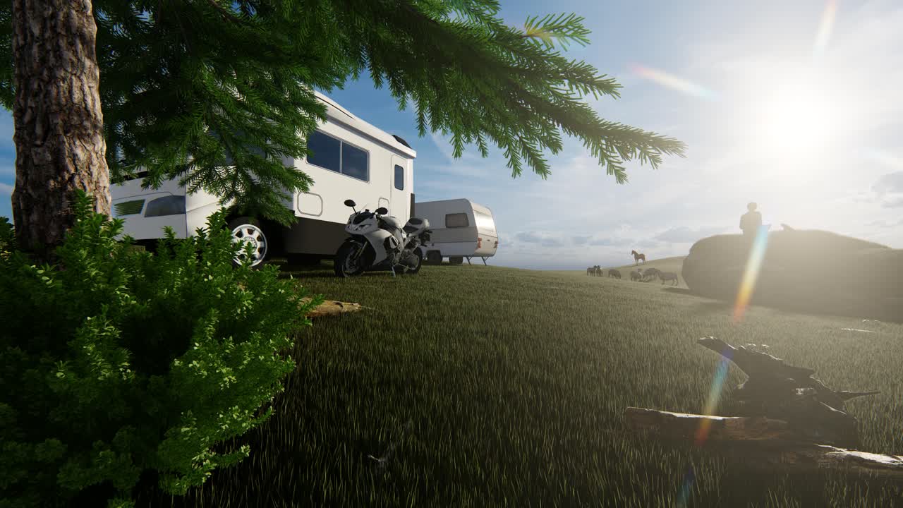 산에서 캠핑 여행