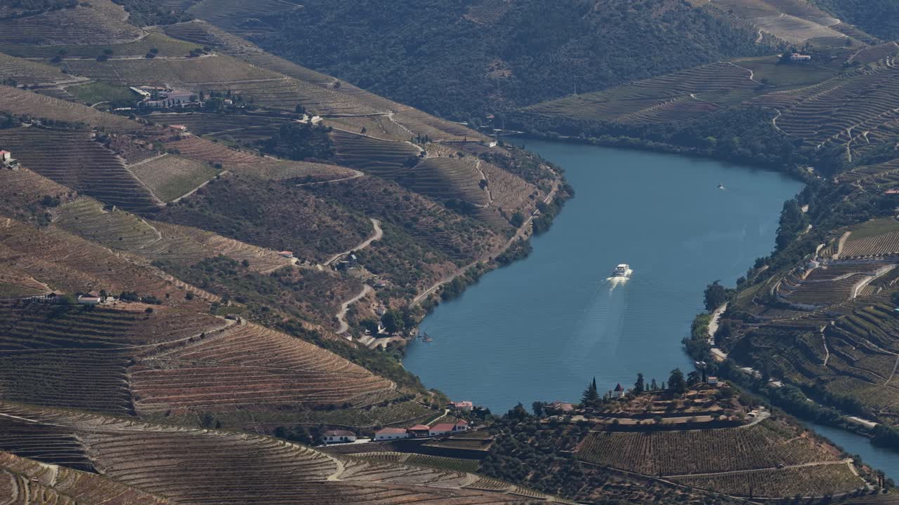 Cruiseship on Douro river in UNESCO world heritage site