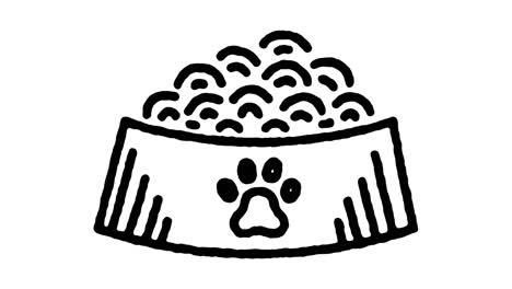 animación del icono de la línea de dibujo de alimentos para mascotas