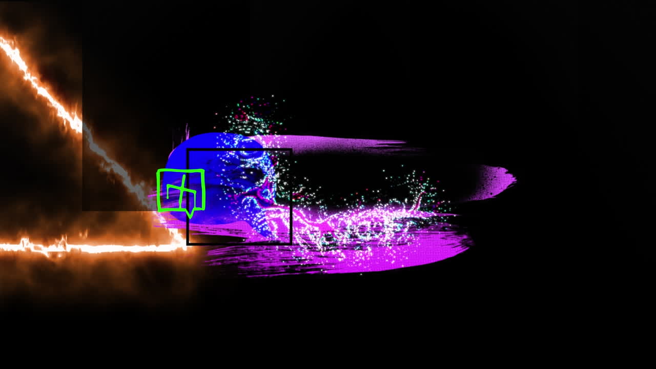 검은 바탕에 추상적인 모양, 반 ⁇ 이는 그리고 불타는 삼각형의 애니메이션