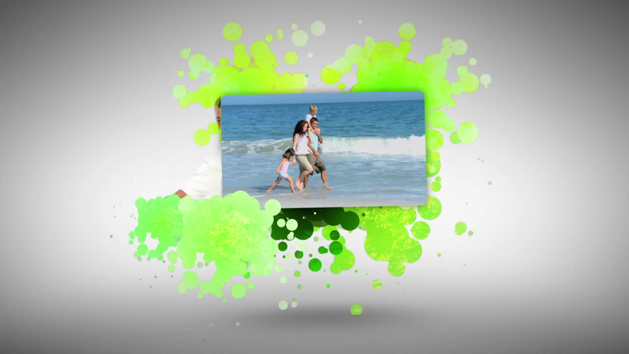 Man showing his family on holidays