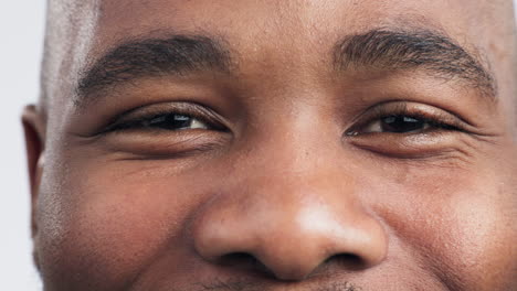 eye, retina and iris with portrait of black man