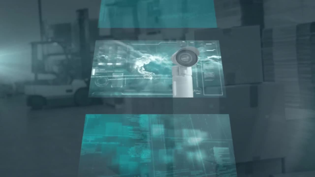 animación de diversos datos en pantallas sobre el almacén