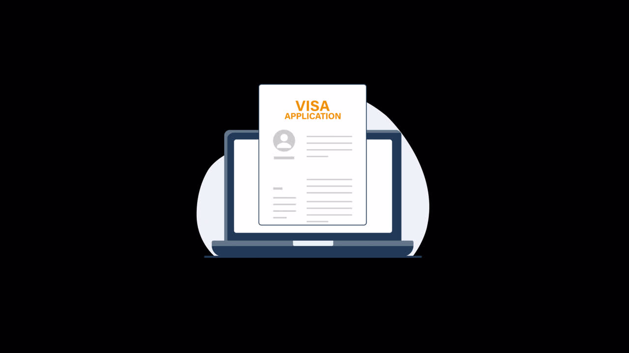 Animated Laptop Displaying Online Visa Application Form