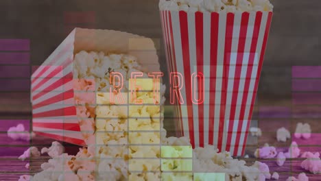 animazione di testo retrò su scatole di popcorn