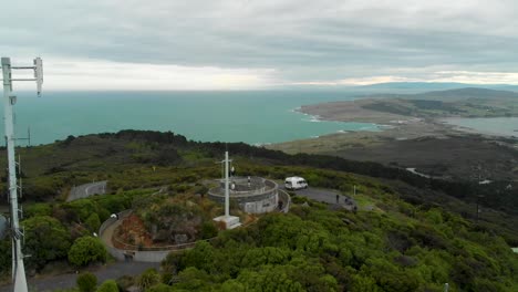 bluff hill lookout, new zealand - clouds, ocean, view, mountains - aerial drone