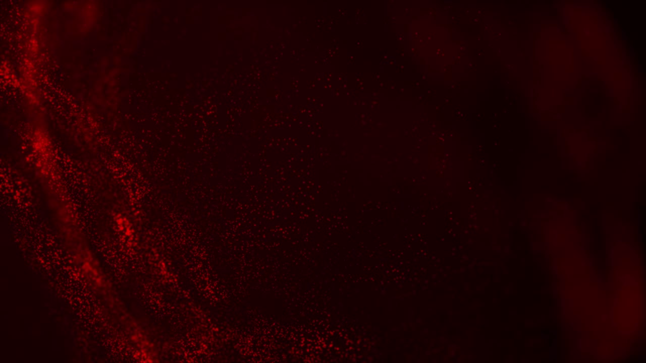 Abstract red particle lines flowing on black background. Glowing digital particles form dynamic, wavy streaks, ideal for overlays, intros, or futuristic concepts. Seamless loop