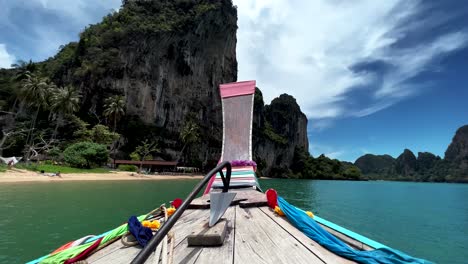 tonsai beach thailand, traditional longboat pov