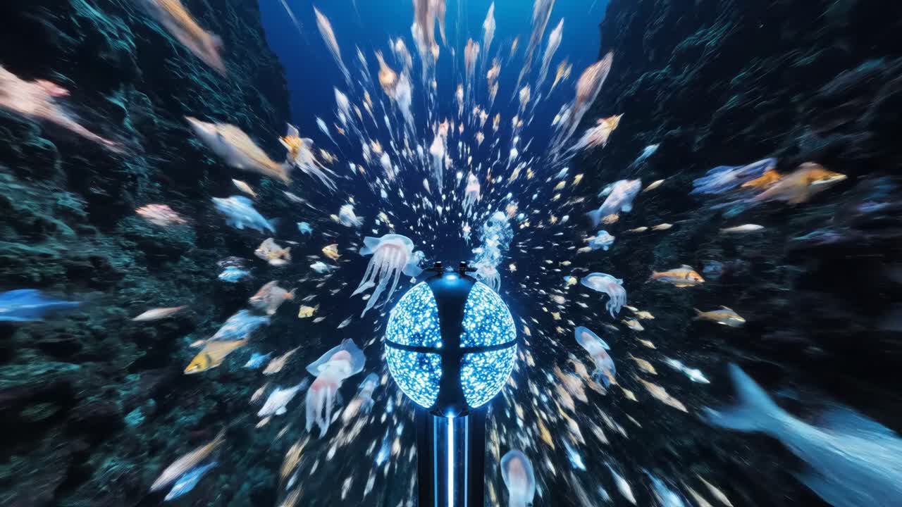 Underwater Scene with Fish and Jellyfish