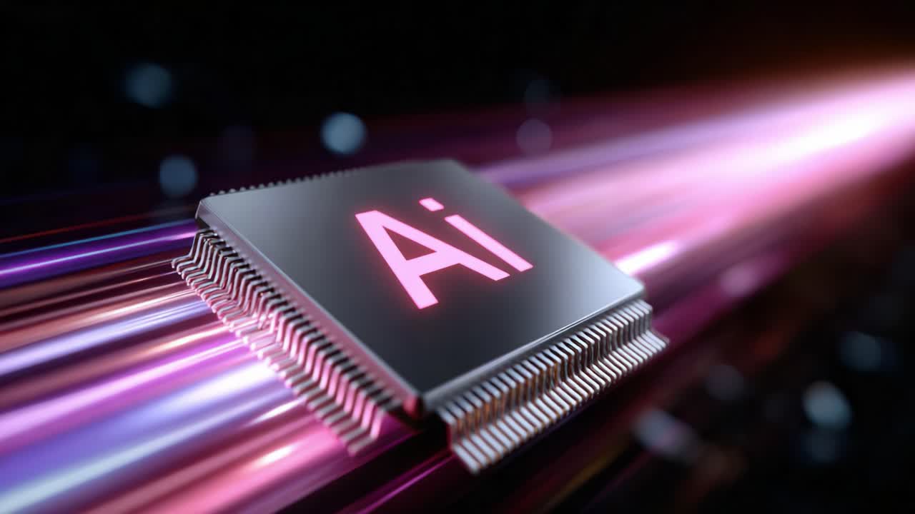 A captivating visual representation of advanced technology, showcasing a computer chip emblazoned with 'Ai,' symbolizing artificial intelligence and its transformative power in modern computing and innovation
