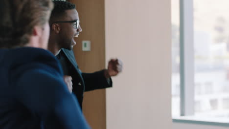 successful business people celebrating in boardroom successful corporate victory colleagues throwing papers excited applause in office meeting enjoying winning success 4k