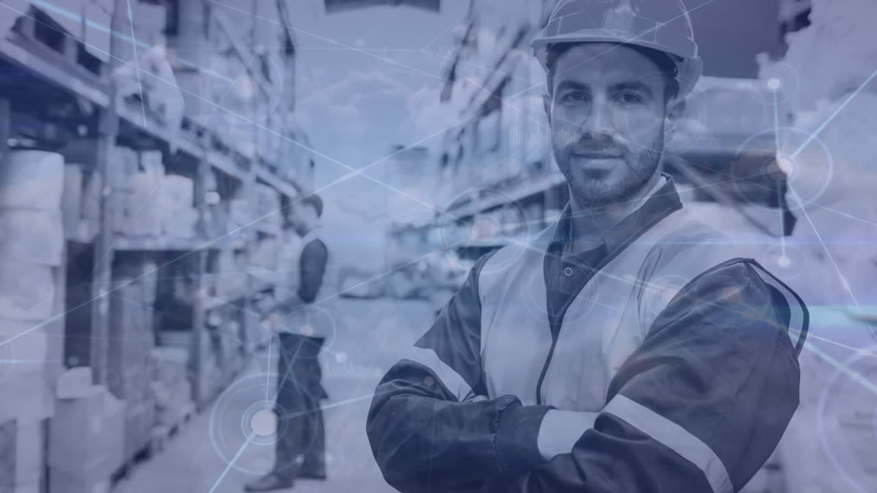 Composizione in magazzino di un uomo combinata con l'animazione di una connessione