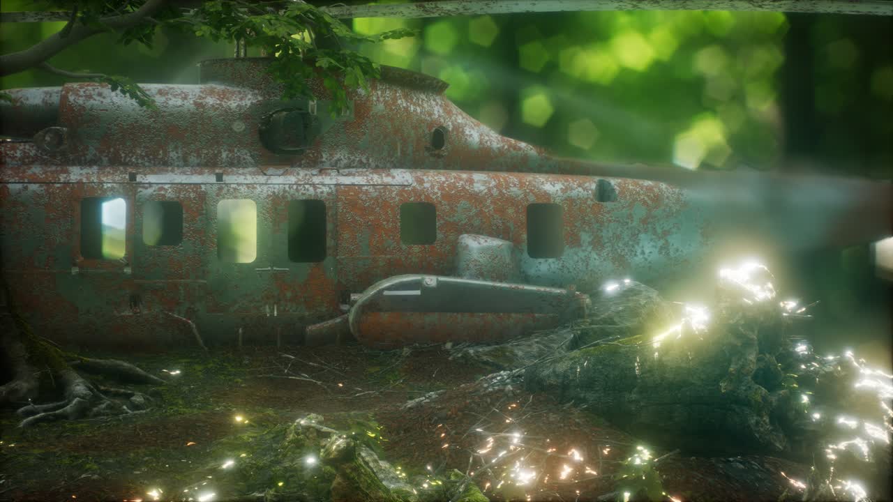 viejo helicóptero militar oxidado