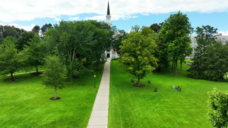 descending over the college green common area