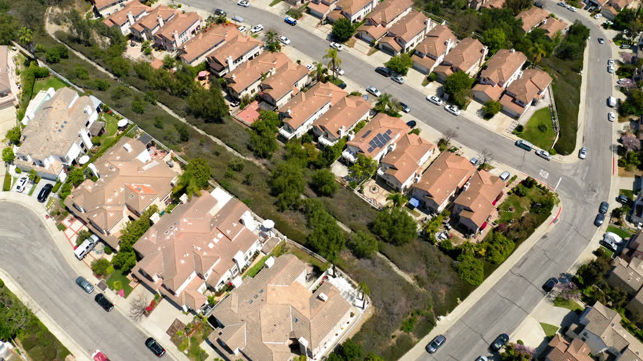 Aerial View of a Suburban Residential Neighborhood with Houses and Streets