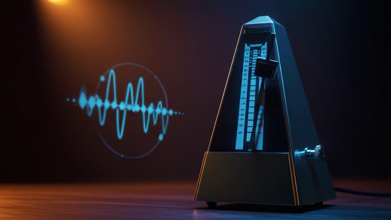 A High-Definition Digital Metronome Displaying Sound Waves with a Dynamic Visualization, Capturing the Essence of Rhythm and Timing in Music Production and Practice