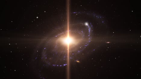 una galaxia que se mueve en el universo con una luz brillante en su centro