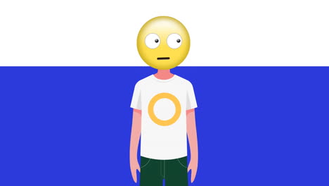 animación de un niño con icono emoji en fondo blanco