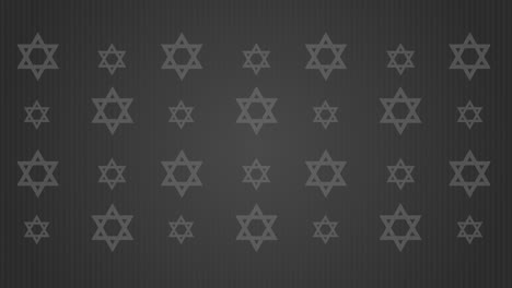 gold jewish bible star of david symbol on animated grey background. looped motion graphics with blurred particles.