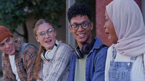 group of diverse students enjoying time together