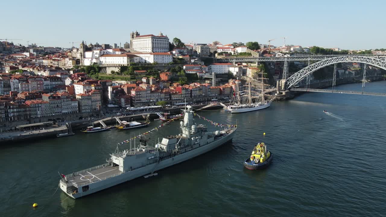 Portuguese marine naval ships in Porto Douro river