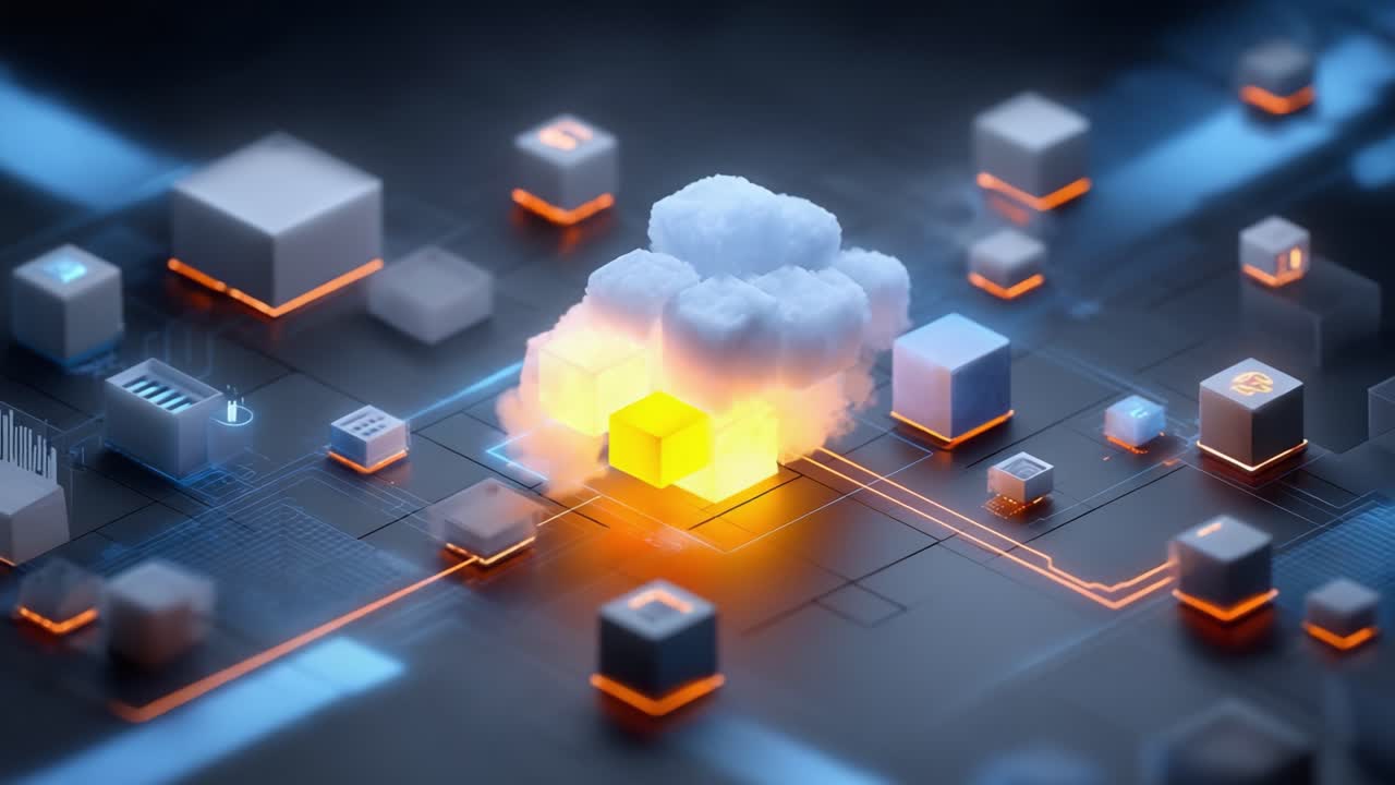 Visualizing Cloud Technology: A Dynamic Representation of Digital Infrastructure and Data Processing in an Abstract 3D Environment