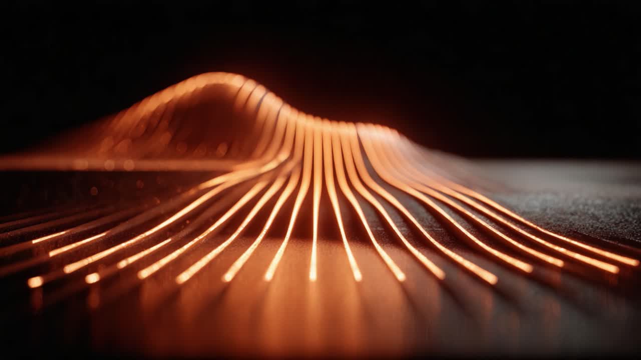 Abstract Wave Form with Flowing Light - A Stunning Visualization of Dynamic Lines in Motion and Their Interaction with Light in a Darkened Environment
