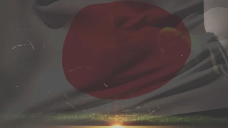 Jugador-De-Rugby-Pateando-Una-Pelota-De-Rugby-Irlandesa-Contra-Un-Fondo-De-Bandera-Japonesa