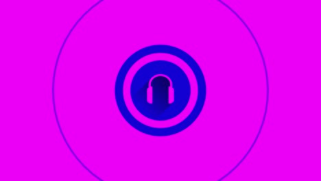 icono de auriculares en fondo púrpura