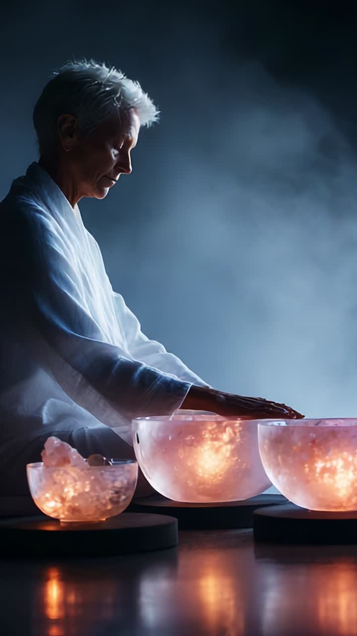 A Tranquil Moment of Sound Therapy with Crystal Bowls: A Journey into Relaxation and Healing through Vibrational Resonance and Mindfulness Practices