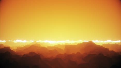 endless warm golden horizon fly over landscape background loop