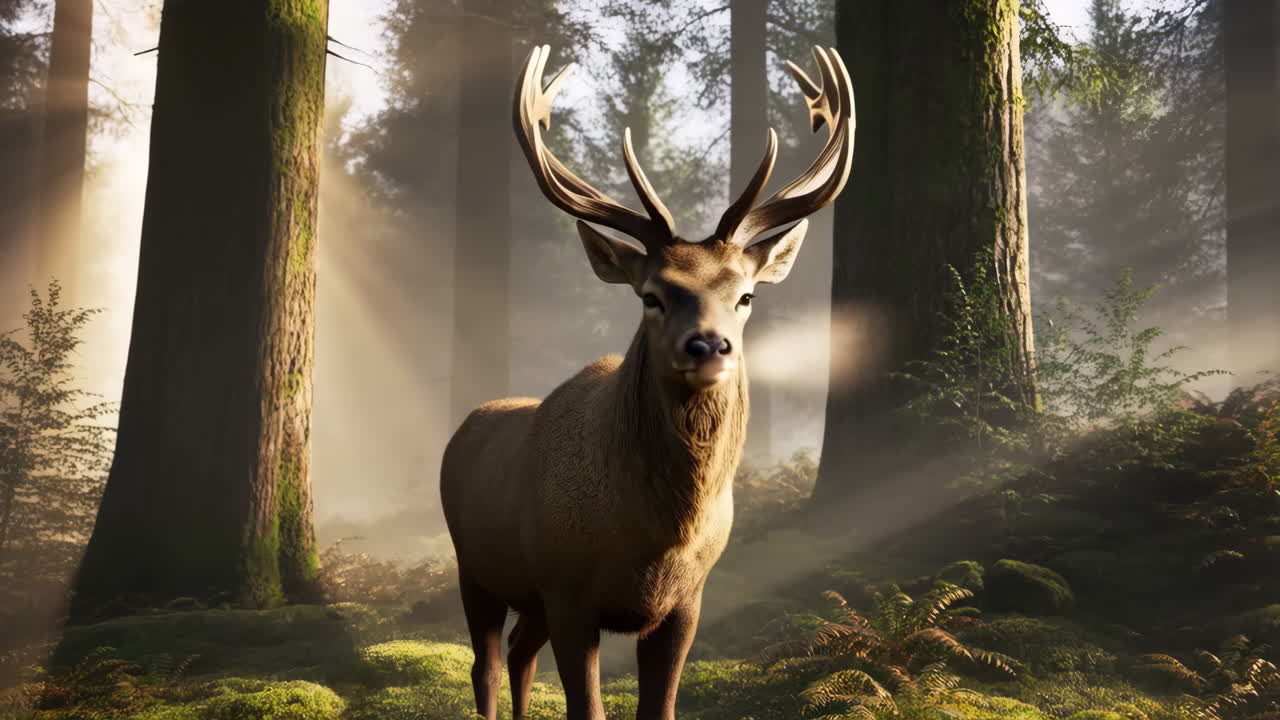 Majestic Stag in a Sun-Dappled Forest