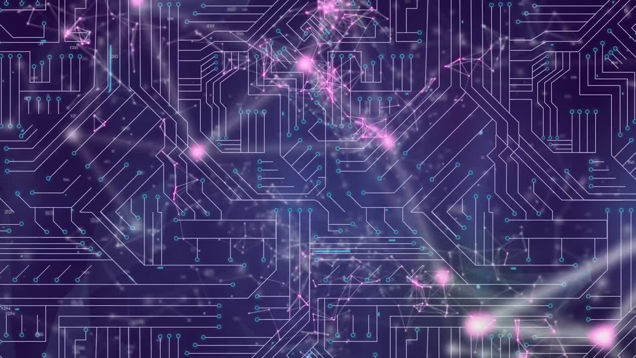 Animation of glowing qr code over computer circuit board