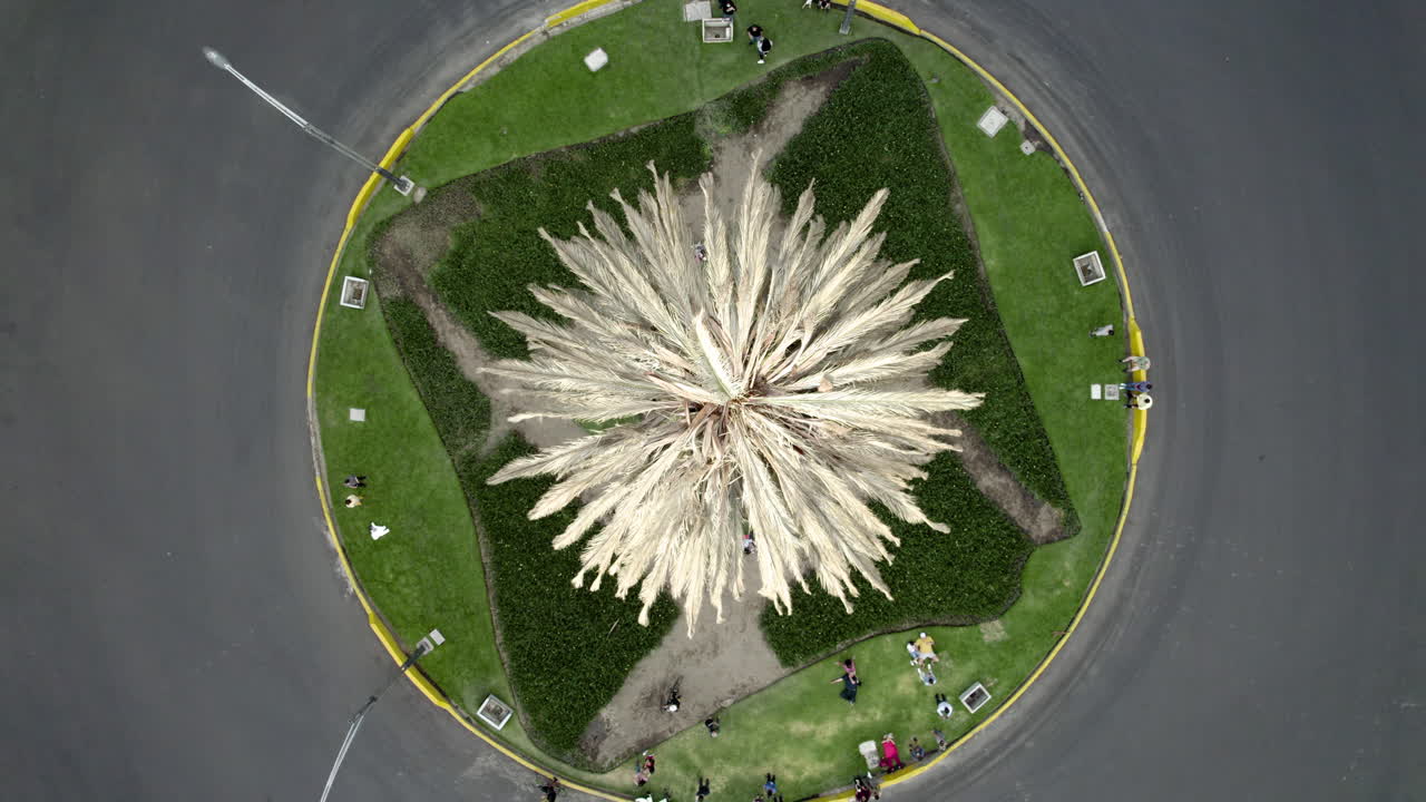 멕시코 시티의 파세오 데 라 리포마에서 건조 상징적 손바닥의 cenital 무인 항공기 샷