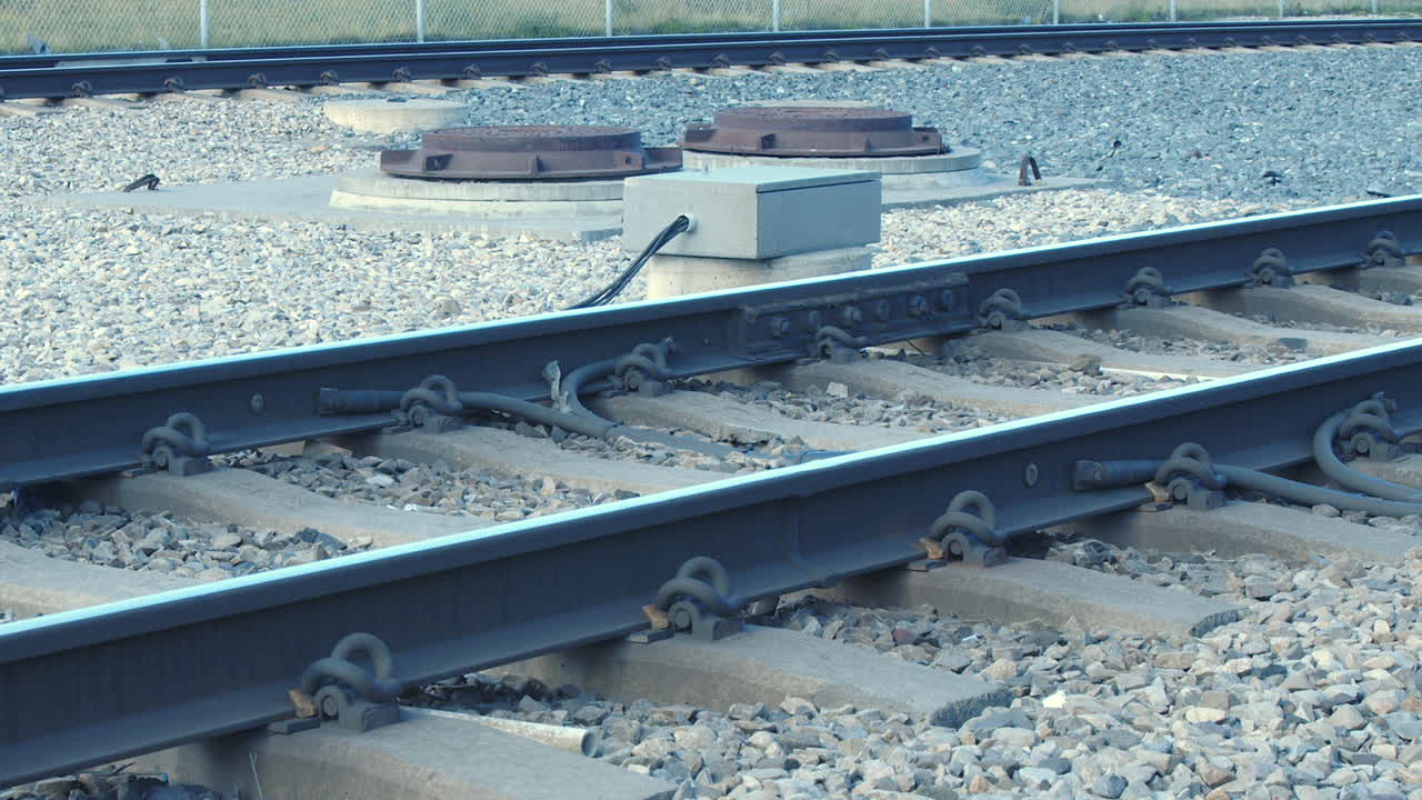 Close-up View of Train Tracks and Wheels
