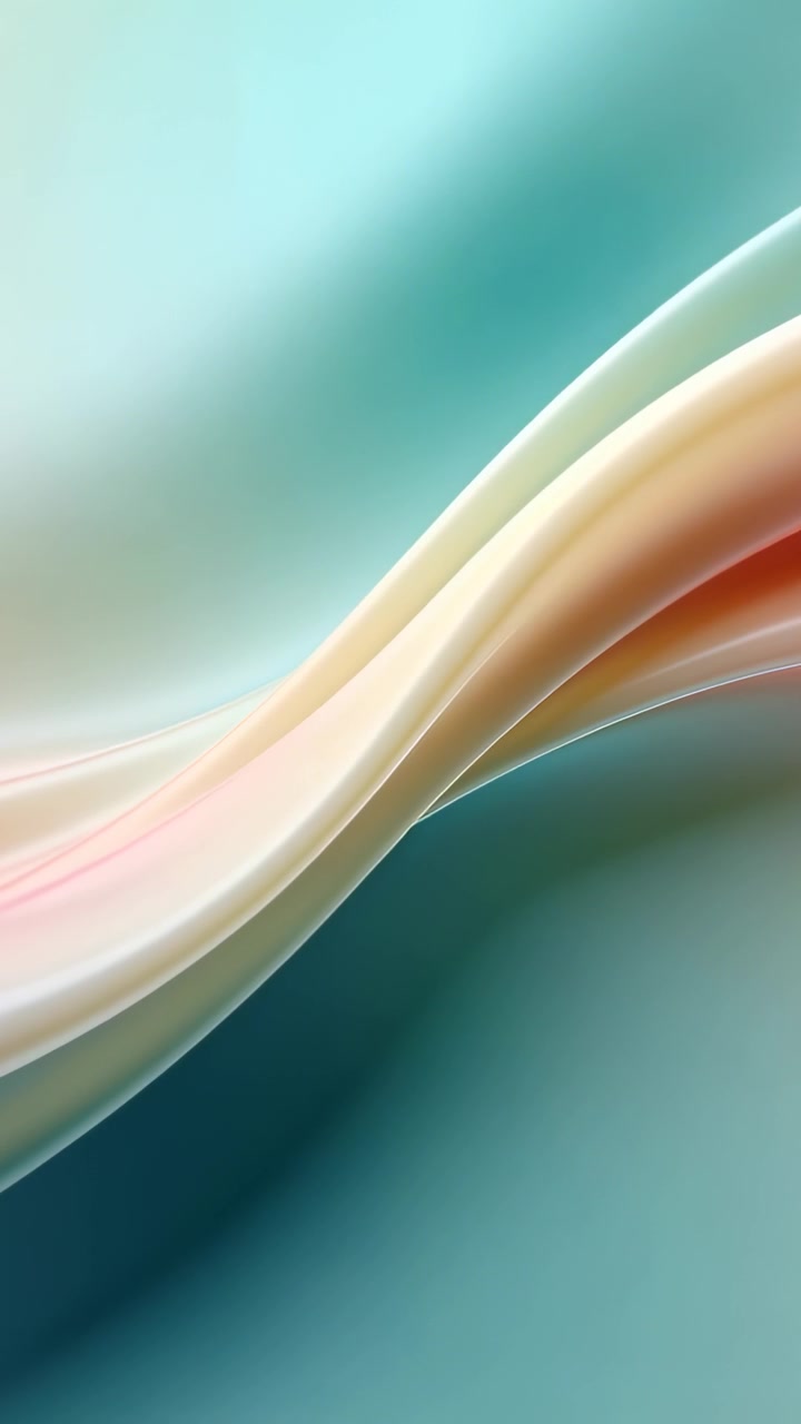 Vertical video: Entering from left pearly ribbon drifting across teal wall, creating wallpaper loop