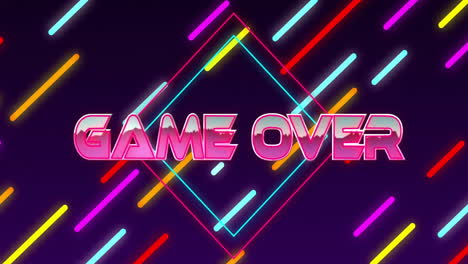 game over text animation with neon lines on dark background