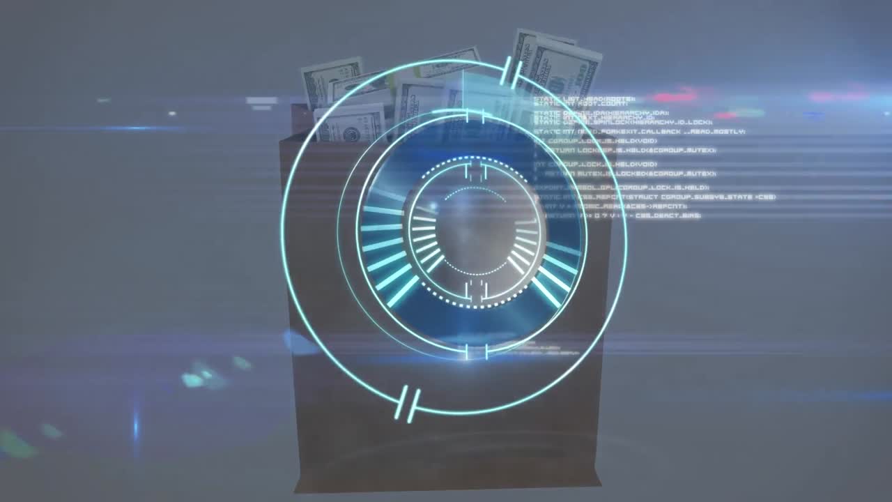 돈이 있는 지갑 위의 로딩 서클의 애니메이션