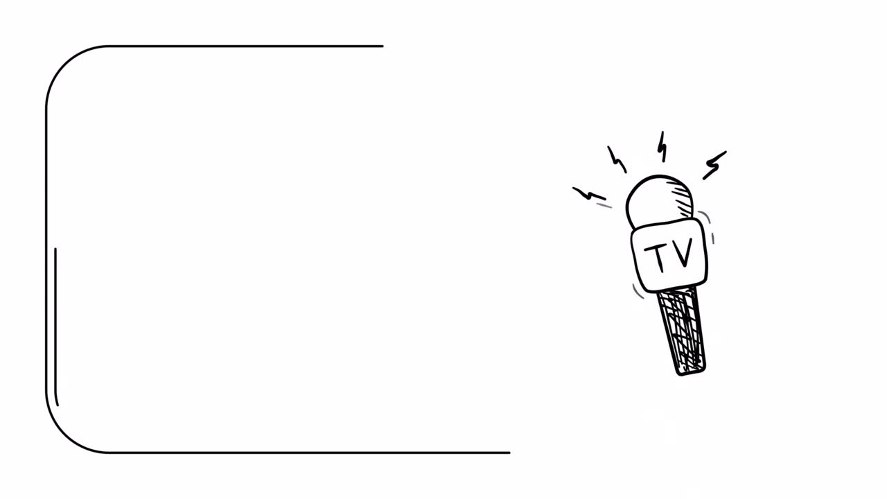 4k video of microphone in doodle style on white background.