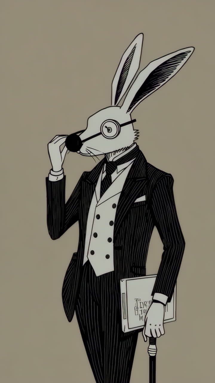 Dapper Anthropomorphic Rabbit in Formal Attire