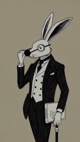dapper anthropomorphic rabbit in formal attire