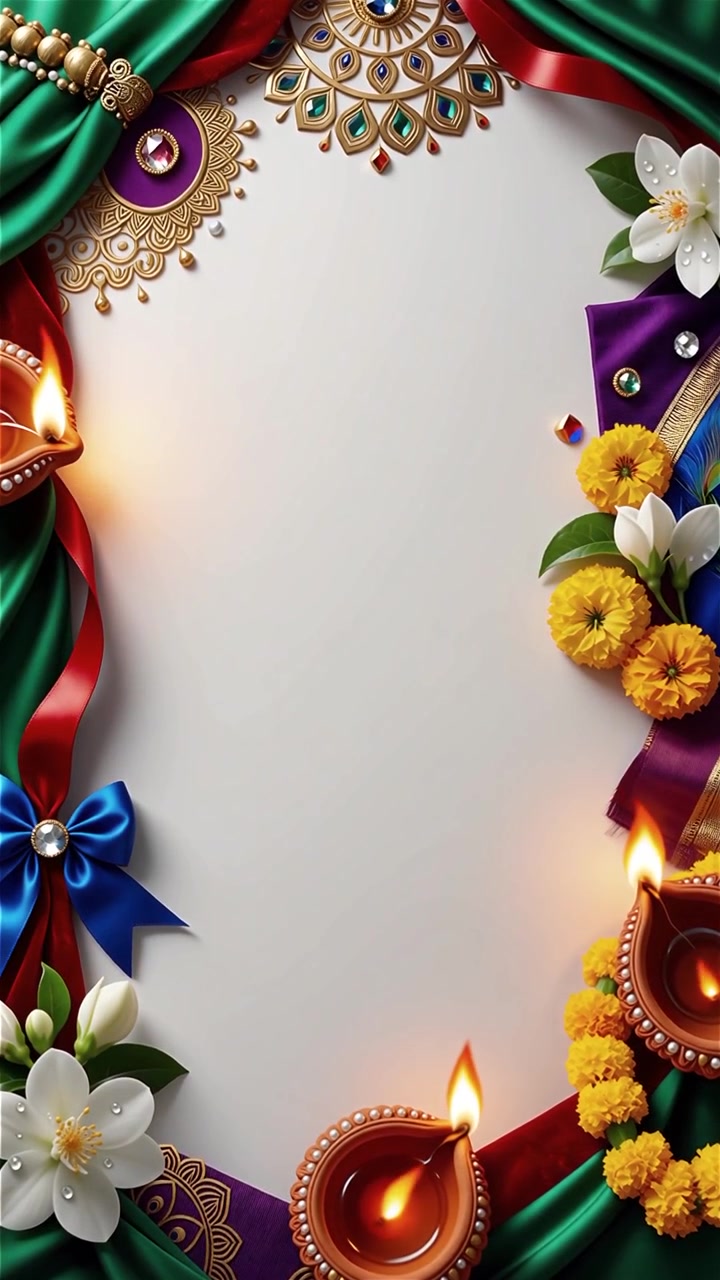 Sfondo del Festival Diwali con lanterne e decorazioni tradizionali Diyas.